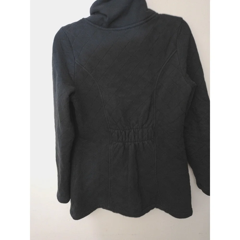 The North Face Quilted Jacket Womens M Black Full Zip Faux Fur FleeceFunnel Neck